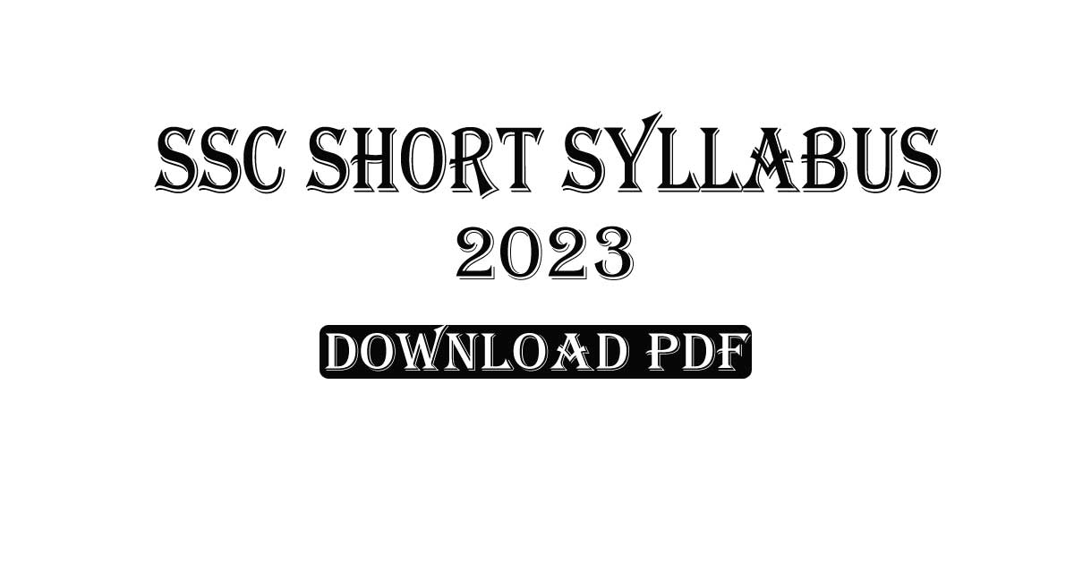 SSC Short Syllabus 2024 (PDF) All Subject Download Result BD 24