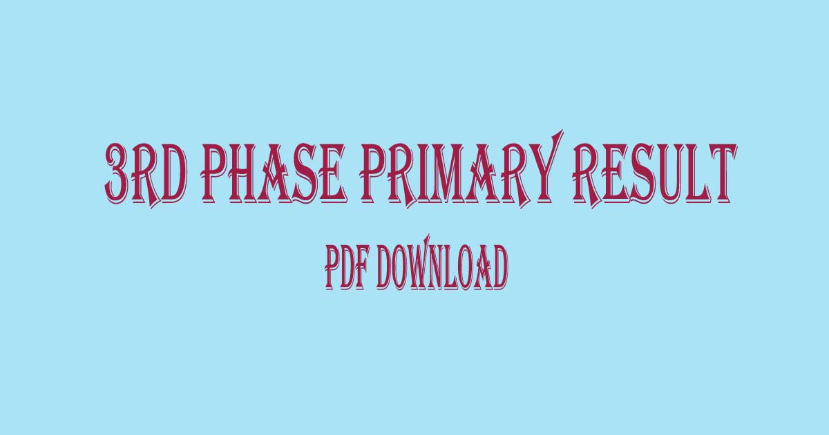 Primary Result 2024 PDF District Wise Result Result BD 24