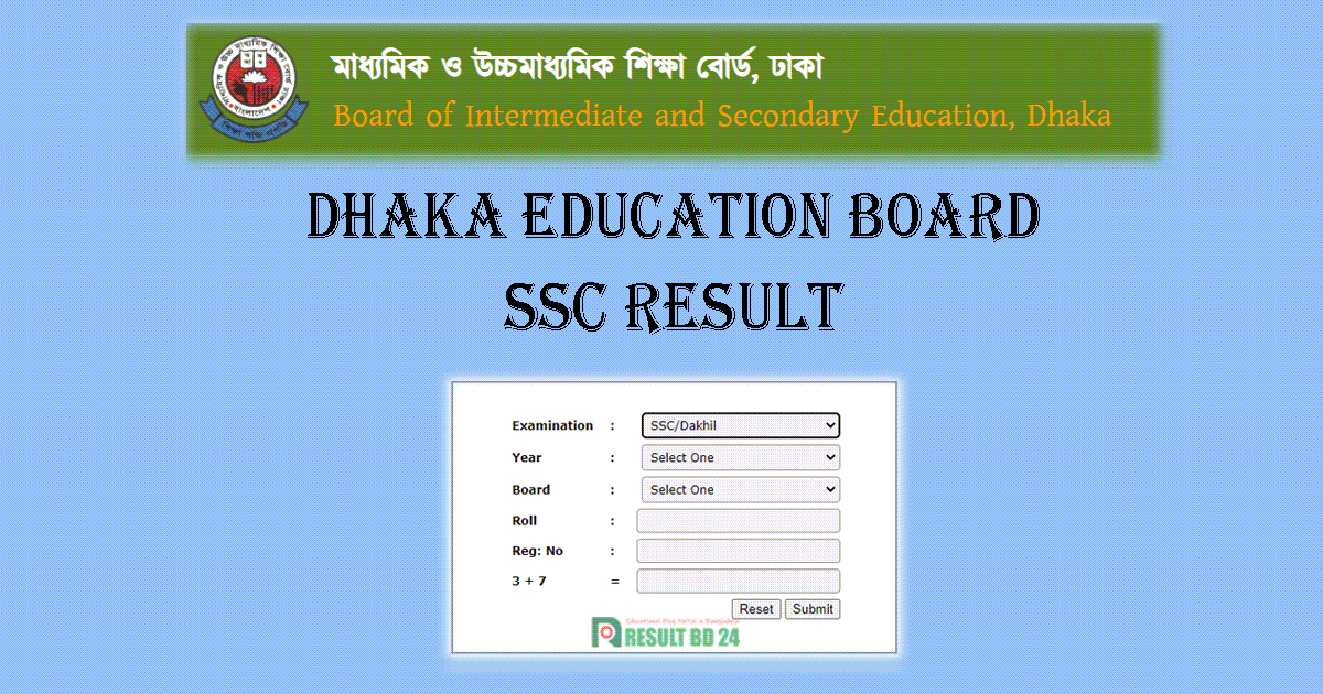 Dhaka Board SSC Result 2024 Marksheet with Number Result BD 24