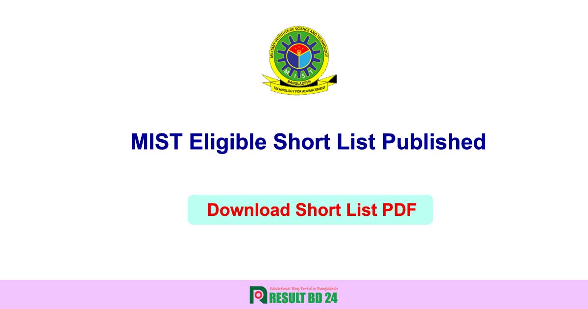 MIST Eligible List 2024 PDF Primary Selection Result Result BD 24
